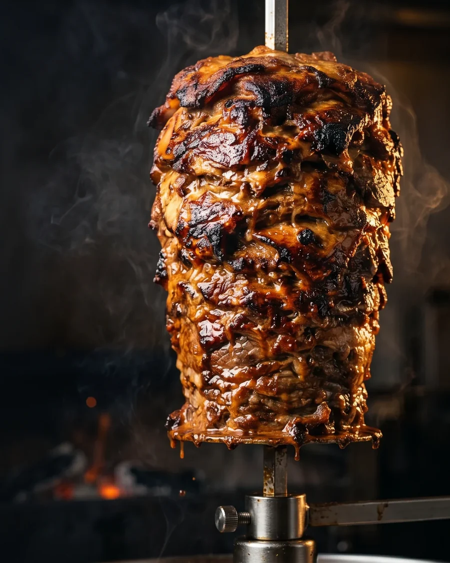 Döner-Spiess über offener Glut